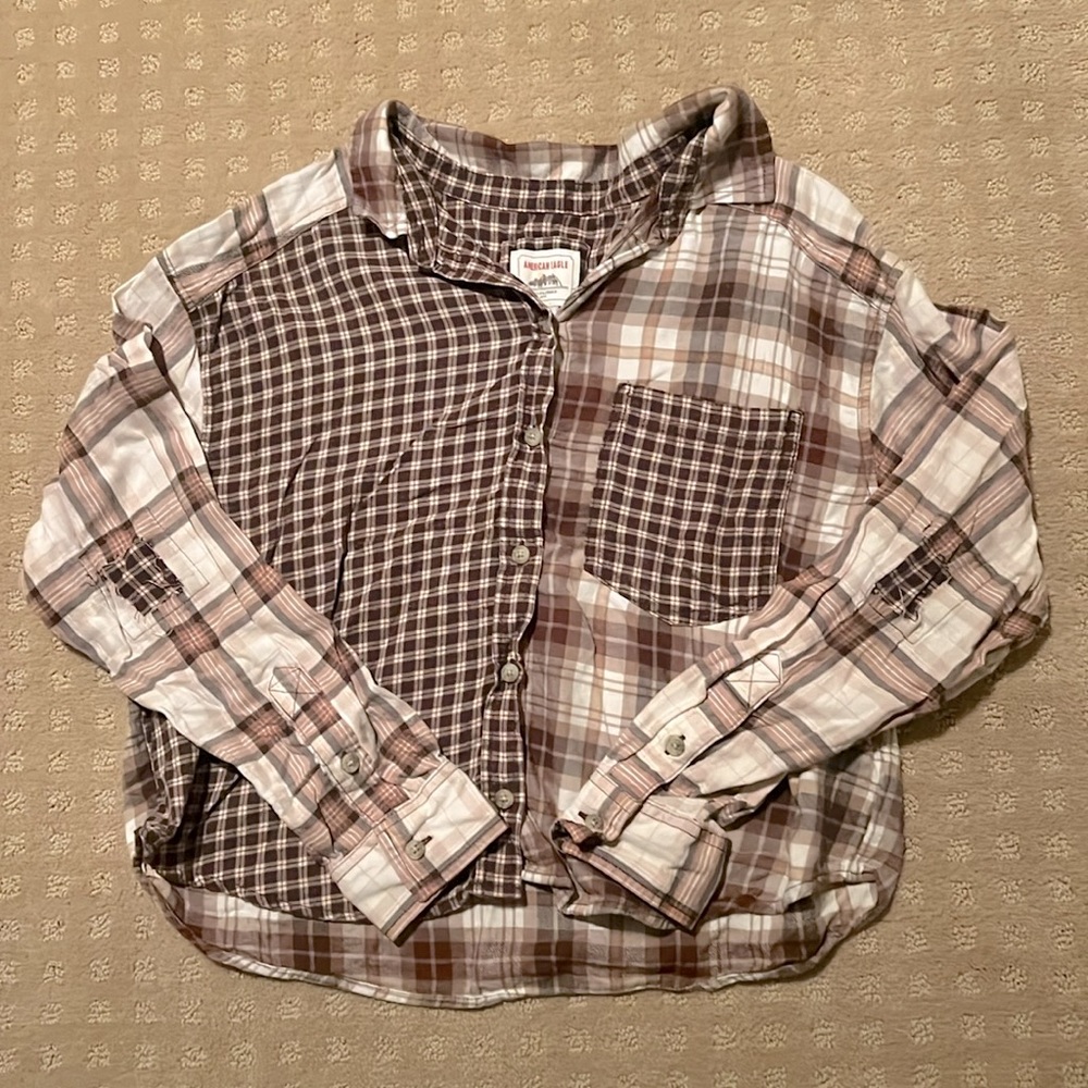 American Eagle button up multi design flannel. Size Small.